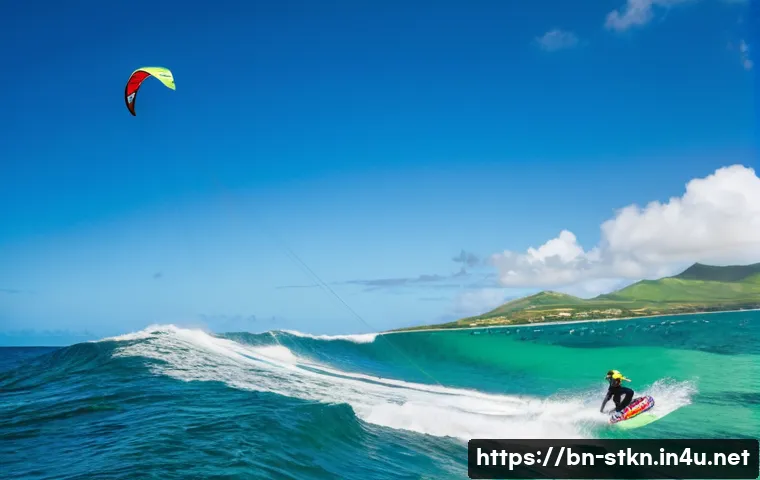 세인트키츠 네비스 스포츠와 레저 - **Prompt 1: Dynamic Kitesurfing at Friar's Bay, St. Kitts**
A vibrant, medium shot capturing a p...